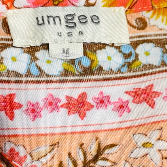 Umgee tangerine orange mix print floral top size M - Picture 12 of 14